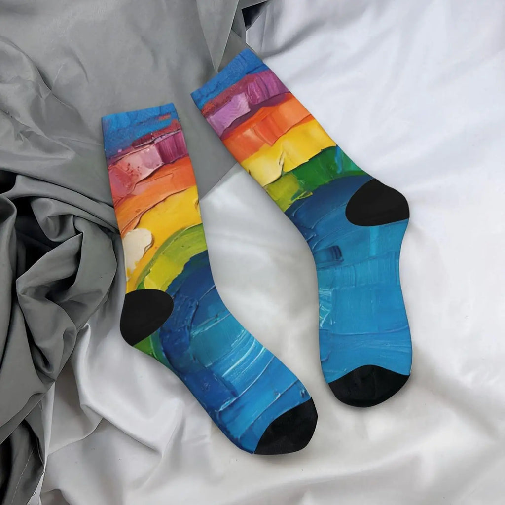 Rainbow Mid-Length Socks – Artistic, Bold & Colorful Design