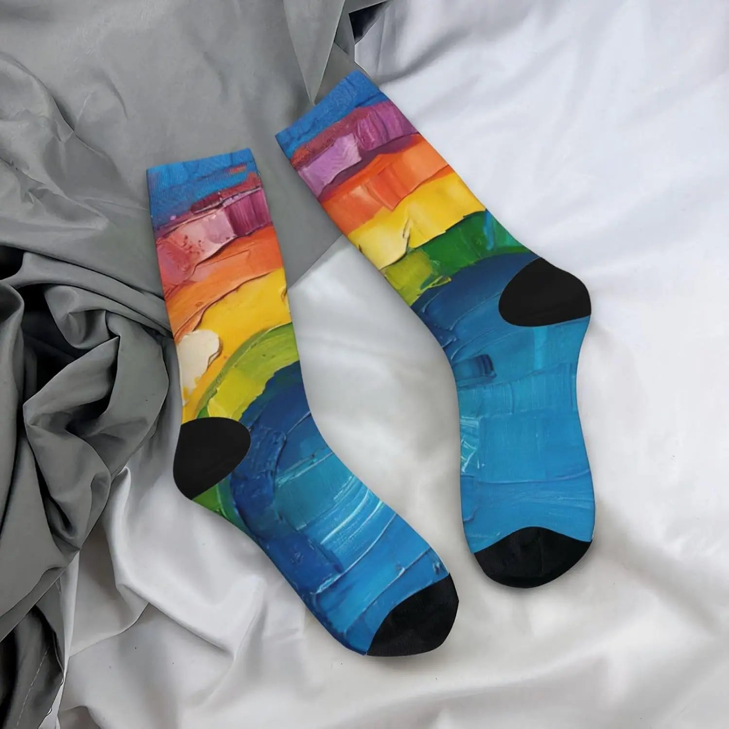 Rainbow Mid-Length Socks – Artistic, Bold & Colorful Design