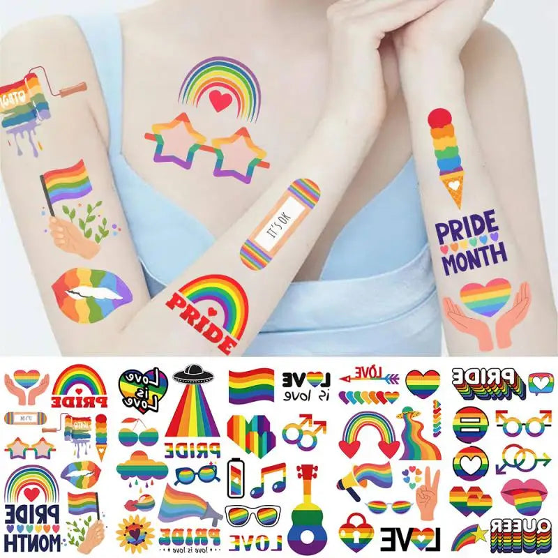 Rainbow LGBT Pride Temporary Tattoo Stickers