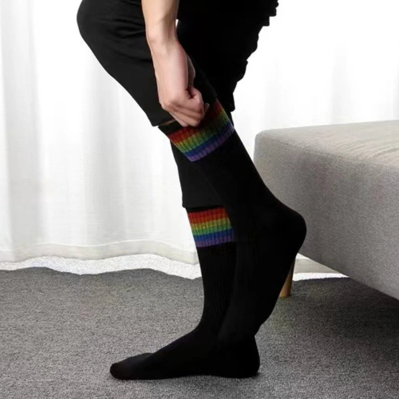 Rainbow Stripe Socks - Unique Cotton Crew Socks