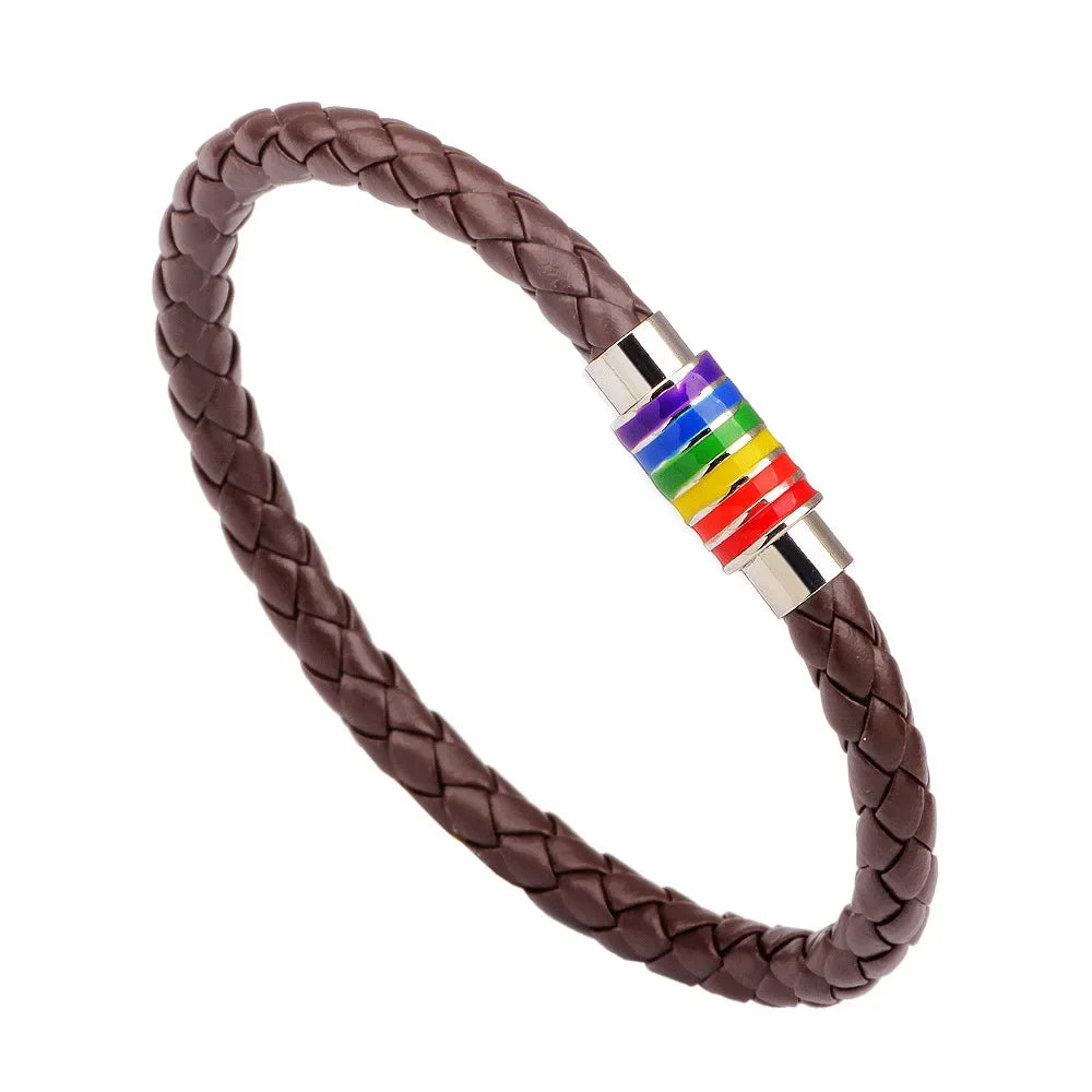 Rainbow Leather Unity Bracelet