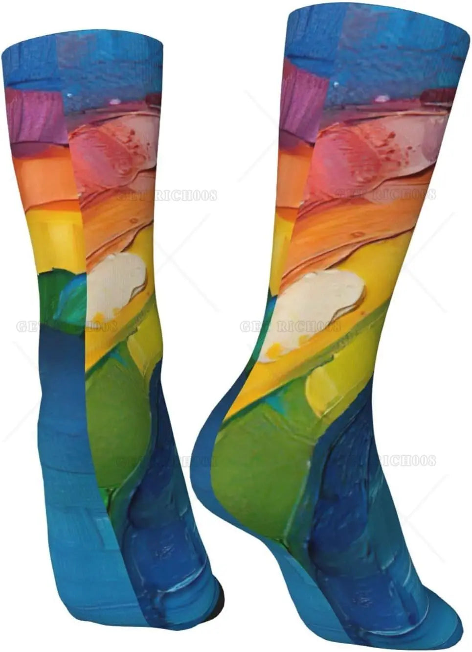 Rainbow Mid-Length Socks – Artistic, Bold & Colorful Design
