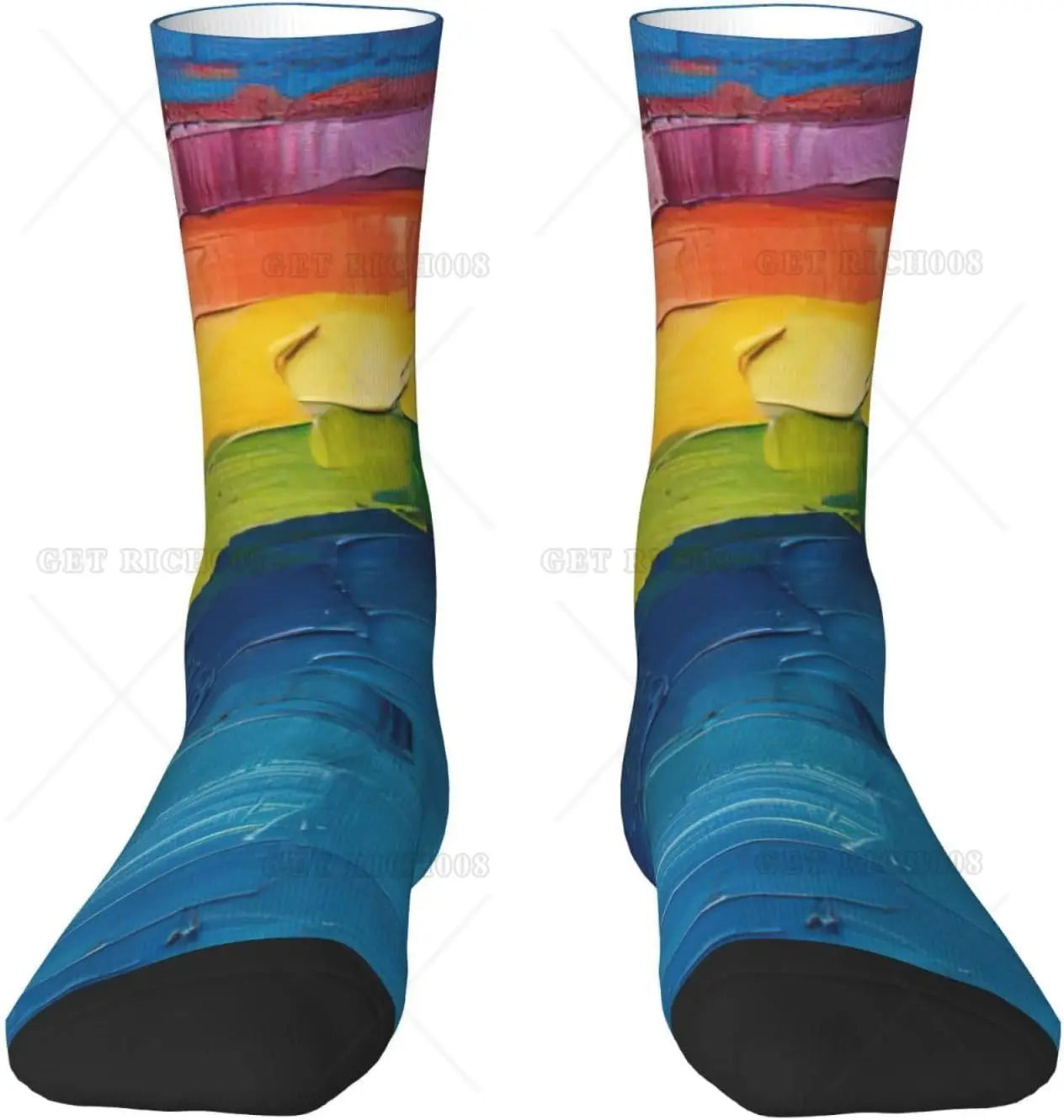 Rainbow Mid-Length Socks – Artistic, Bold & Colorful Design