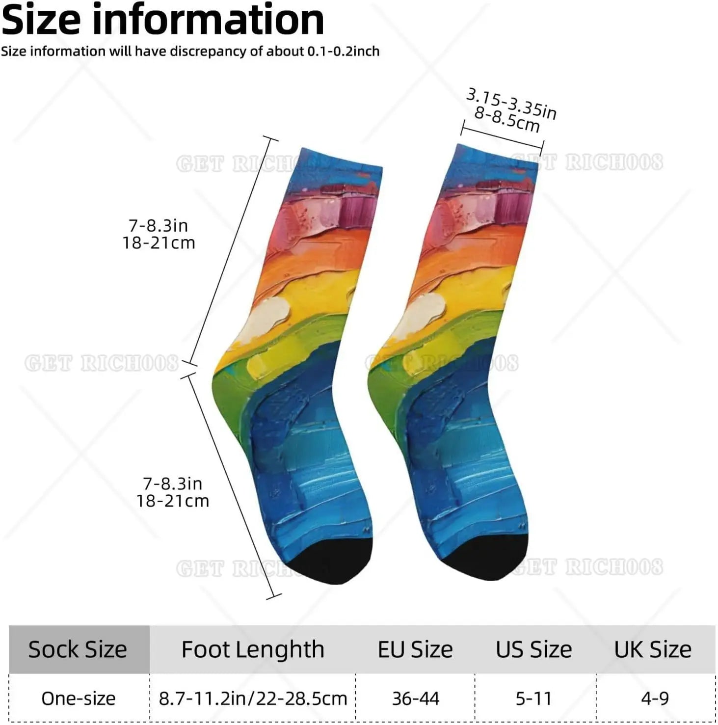 Rainbow Mid-Length Socks – Artistic, Bold & Colorful Design